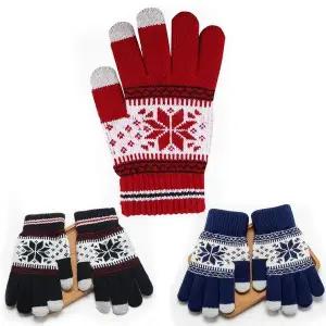 [하프클럽/]눈꽃 니트장갑 방한 겨울 남녀공용 스마트폰터치장갑 기모