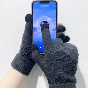 [하프클럽/]라벨 마름모 손목 터치 털 방한 핸드폰 글러브 장갑