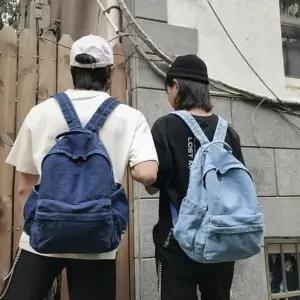 [하프클럽/]가방상점 캐주얼 학생 진청 트랜디 남성 여성 가방 연청 패션 백