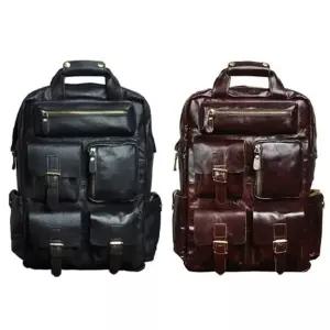 [하프클럽/]고급 남성 가죽 책가방 클래식 백팩 데일리 정장 가방