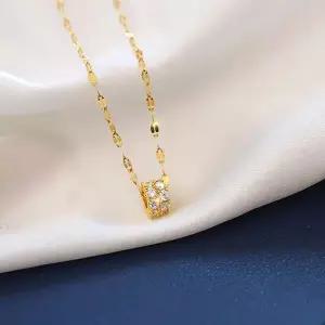 [하프클럽/]링큐빅목걸이 3컬러 써지컬스틸 두줄 스틸목걸이 여성