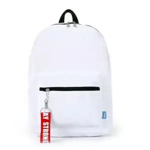 [하프클럽/]여행 백팩 학생 배낭 키링 무지 학원 가방 화이트