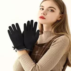 [하프클럽/]여자 3컬러 슬림핏 여성스러운 리본 스웨이드장갑