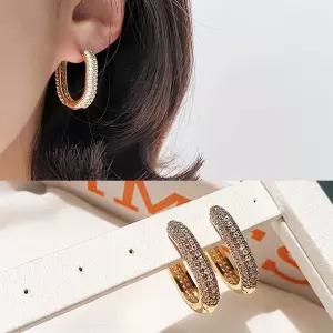 여자 볼드 큐빅 링 귀걸이 데일리 고급 이어링