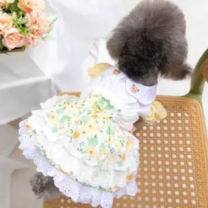 고퀄리티   플라워 애견외출옷 고양이 드레스 치마 원피스 강아지 반려동물