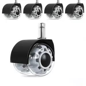 심플한 트렌딩 오피스 의자 바퀴 튼튼한 캐스터 카펫 및 원목 바닥용 교체 고무 2인치 유니버설 핏 5개