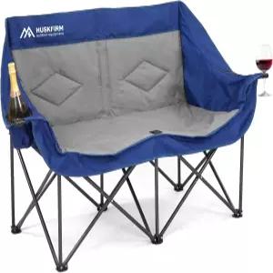 더블 캠핑 의자 오버사이즈 러브시트 - 2인용 외부 휴대용 잔디 접이식 컵 홀더가 있는 헤비 듀티 야외