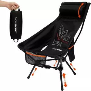 노사이트 캠핑 의자 - 머리 받침대와 발을 조절할 수 있는 하이백 가벼운 알루미늄 프레임 통기성 메쉬