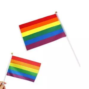 컬러깃발 깃발 줄무늬깃발 손 무지개