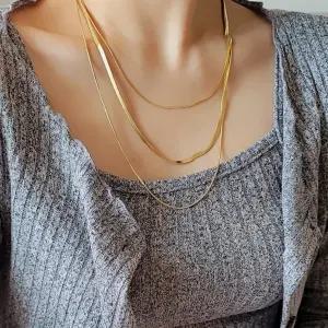 여자 세련된 데일리 서지컬스틸 레이어드 목걸이