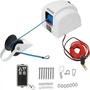 포그기이 전기 앵커 윈치 보트 12볼트 모터 견인용 45파운드 무선 리모컨 및 100피트 로프 강도 700파운드
