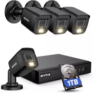 AI 인간/차량 감지 기능이 있는 ANKE 8CH H.265 3K 라이트 유선 카메라 시스템 실외용 스마트 듀얼 장착된