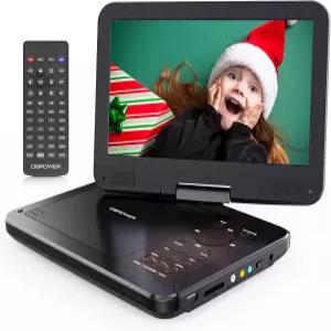 DBPOWER 12인치 휴대용 DVD 플레이어 5시간 충전식 배터리 10인치 회전 디스플레이 화면 및 SD/USB 포트