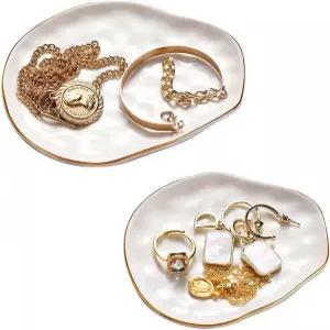 AISBUGUR 주얼리 접시 세트 2개 더 많은 링 그릇 아름다운 패키지와 여성 생일 선물로 완벽한 인사말 카드