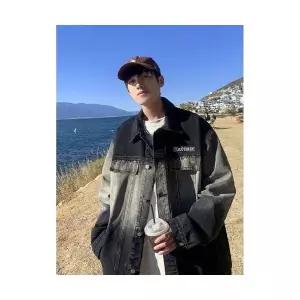 키체샵 남성 청자켓 빈티지 보카시 데님 코트 봄 가을 재킷 캐주얼 상의 HO3