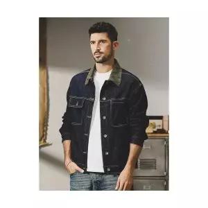 키체샵 남성 청자켓 활성 염료 변색 스판 트윌 데님 코트 봄 가을 겨울 클래식 빈티지 재킷 HO3