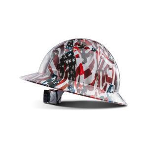 LANON 풀 브림 하드 모자, OSHA 건설 작업 승인, 프리미엄 미국 국기 디자인, 4 포인트 조절 가능한 래칫 서스펜션이 있는 FRP 안전 헬멧, 클래스