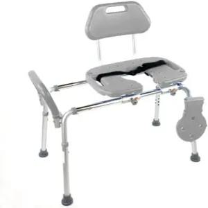 플래티넘 헬스 슬라이딩 샤워 의자 하이드로글리드 프리미엄 헤비 듀티 컷아웃 시트가 있는 패딩 욕조 이송