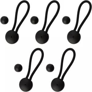 5Pc 텐트 폴 충격 코드 번지 클립 패스너 풀 차양 캠핑 화물 하이킹용 손잡이 탄성 교체 블랙