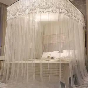 공주 침대 캐노피 레이스 지붕 프레임 북유럽 침실