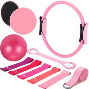 ARROWBASH 6가지 스타일 필라테스 홈 장비 키트 필수 운동 세트 14 액세서리