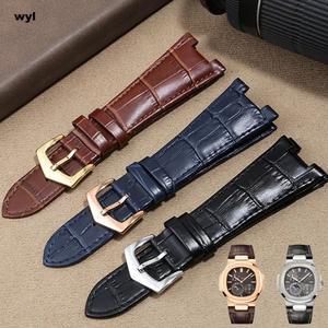 호환 남녀공용 가죽 시계 밴드, 5711 5712G 노틸러스 시계, 오목한 볼록 입 시계 스트랩, 2512