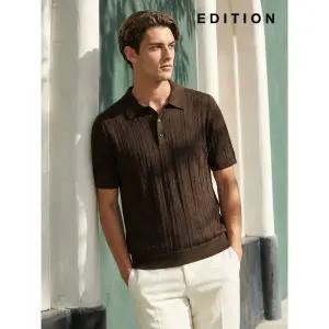 크로셰 짜임 반팔 카라 니트 NEE2ET1906