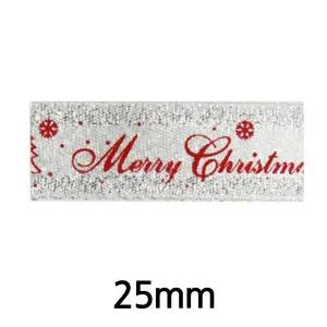 [셀러에이드]유니아트 (크리스마스 리본) 메탈릭 츄리 로고 롤리본 (폭 25mm)