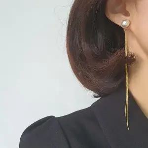 [하프클럽/]여자 골져스 롱체인 나들이 진주 귀걸이