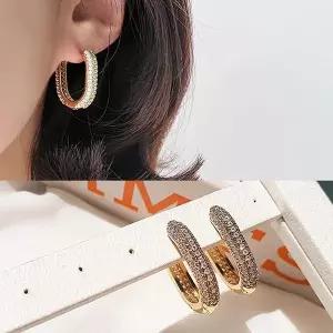 [하프클럽/]여자 볼드 큐빅 링 귀걸이 데일리 고급 이어링