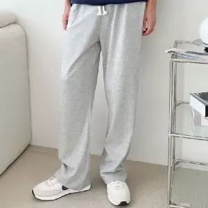 [하프클럽/]2색 바지 통바지 면 무지 밴딩 남자 와이드 팬츠 지팬