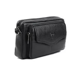 [하프클럽/]클래식 아저씨 외출 지갑 가죽 핸드폰 가방 블랙