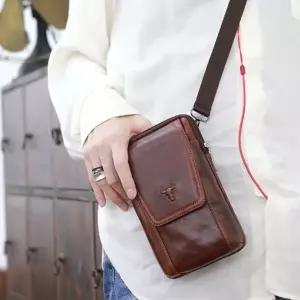 [하프클럽/]미니 레트로 핸드폰 보조 가죽 가방 크로스백 브라운