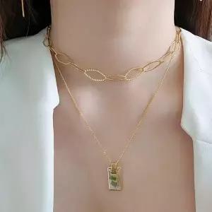 [하프클럽/]여자 모던 사계절 레이어드 체인 목걸이