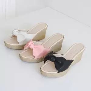 여성 리본 웨지샌들 키높이 여름 뮬샌들 러블리슬리퍼 리본샌들 웨지샌들 키높이슬리퍼