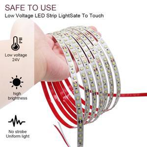 12V 24V 5m 10m 20m LED 스트립 빛 2835 120 유연한 테이프 밝은 8mm PCB 13 색 홈 장식 방수 없음