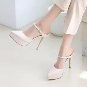 여성 뮬힐 슬링백 통굽 앞코포인트 청순 미들힐 슬링백힐 통굽힐 여성하이힐 블로퍼힐