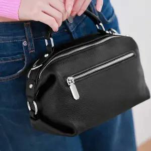 여성 데일리 미니 보스턴 크로스백 멀티 지퍼 수납백 소가죽미니백 미니보스턴백