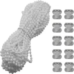 MEOTOT 블라인드 풀 비드 체인 수리 키트 10미터 10.94야드 플라스틱 롤러 로마 수직 그늘 구슬 코드 창