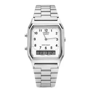 [남녀공용 Analog Digital Square 메탈 손목 시계(AQ 230A 7BHDF)