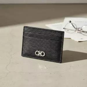 [남성 더블 간치니 카드지갑 66 A387 NERO PEBBLE 0704957