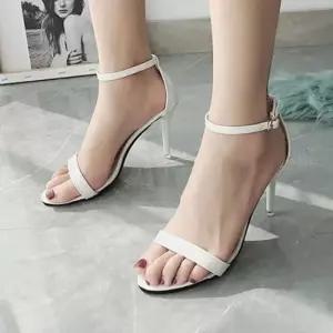 슈즈 스트랩 빅사이즈 힐 앵글 통굽 샌들신발 끈샌들