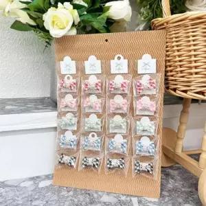 강아지 체크레이스 자동 머리핀 20개 세트 헤어핀