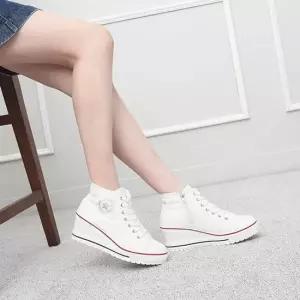 국내제작 스타 스티치 키높이 하이탑 미들굽 스니커즈Y