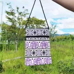 TBZ 태국 캔버스 코끼리 미니 크로스 가방(퍼플) G