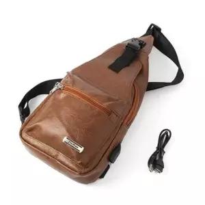 TBZ USB연결 메신저 슬링백 브라운 깔끔한크로스백 옆가방