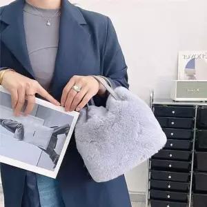 여성 토트백 밍크 페이크 퍼 미니 겨울 핸드백 5색 미니백