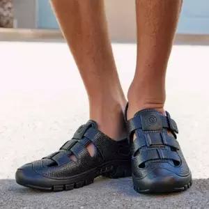 남자 찍찍이 샌들 쿠션인솔 소가죽 여름패션 미끄럼방지 데일리 남자키높이샌들