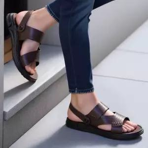 소가죽 샌들 슬리퍼 쿠션아웃솔 여름신발 하중분산 캐주얼슈즈 남자스트랩샌들