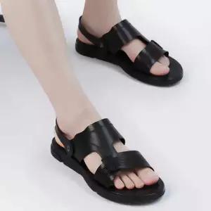 슬리퍼 겸용 샌들 소가죽 쿠션아웃솔 베이직 하중분산 발편한샌들 남자키높이샌들